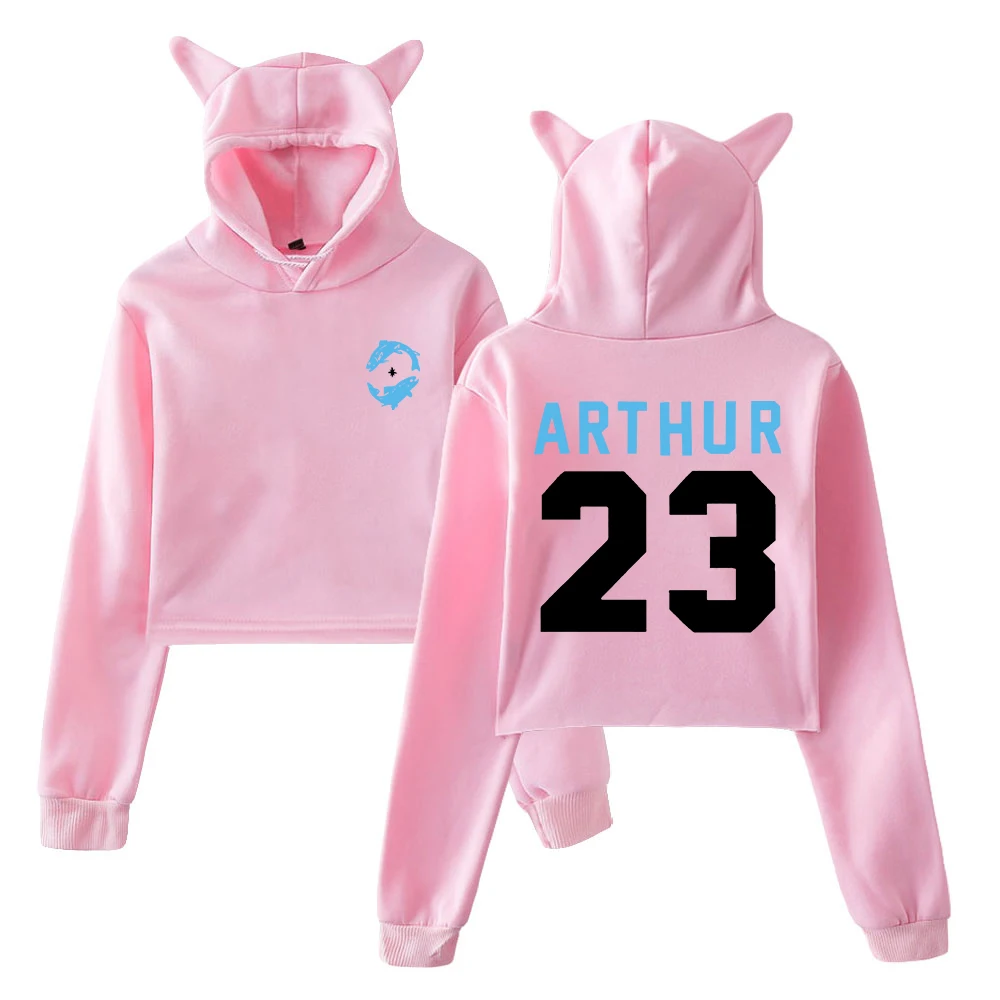 

GF James Arthur 23 Logo Hoodie 2025 The Pisces World Tour Cat Ears Hooded Sweatshirt Long Sleeve Crop Top Women's Clothes
