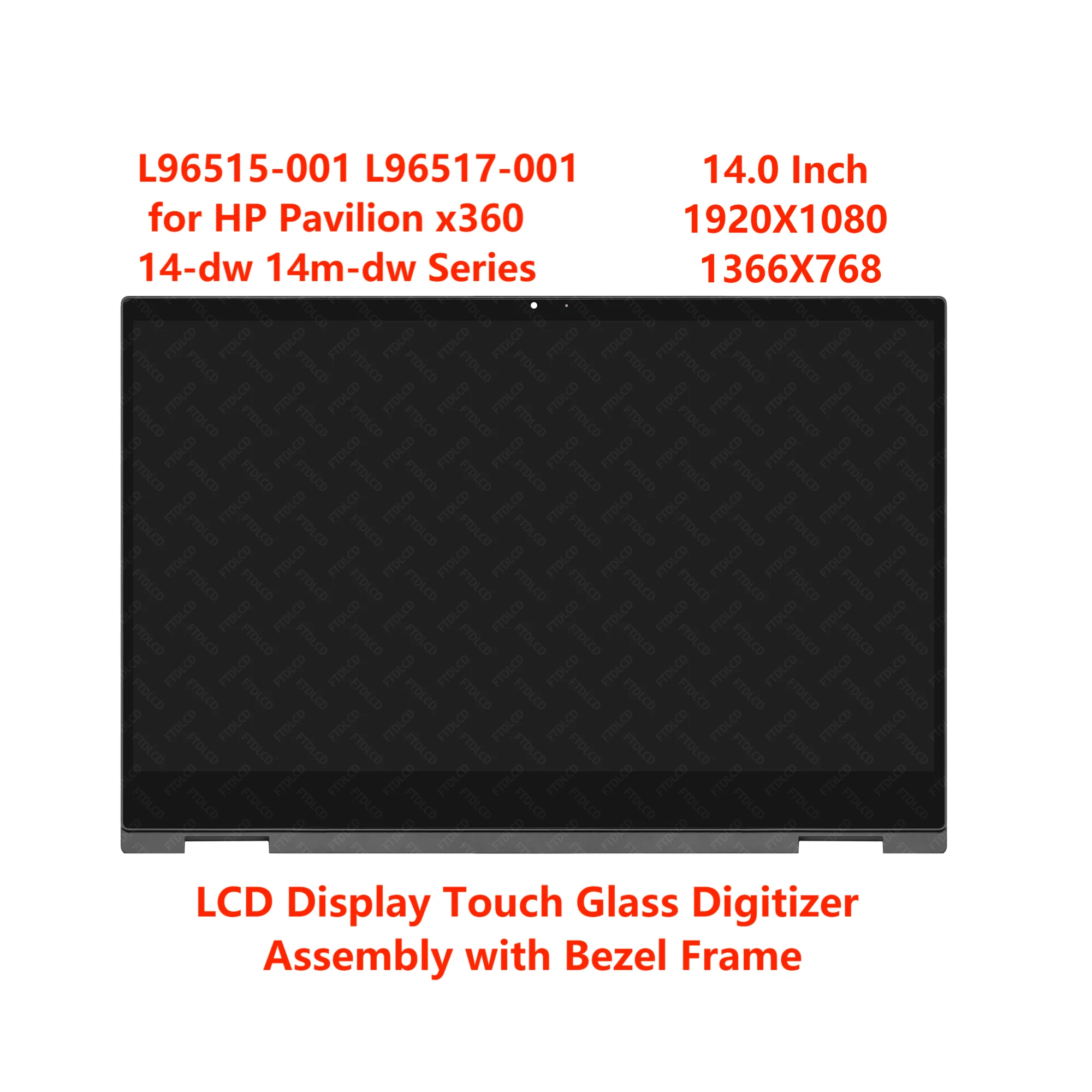 

L96515-001 L96517-001 for HP Pavilion x360 14-dw 14m-dw Series FHD LCD Display Panel Touch Screen Glass Digitizer Assembly