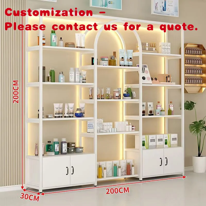 

custom.2026 Luxury Beauty Salon Light Display Shelf Cosmetics Nail Skin Care Stand Cabinet Store Display Shelf Storage Rack