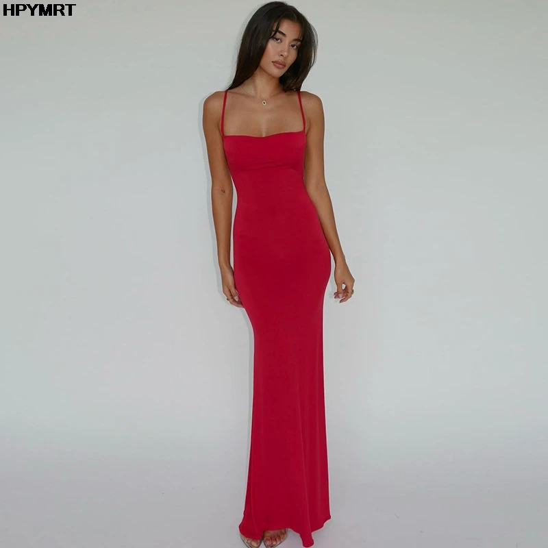 2025 mode lässig Neue Sommer Sexy Sling Party Kleid einfarbig Lange Damen Kleider Abendkleider Weibliche Kleidung – Detail 3