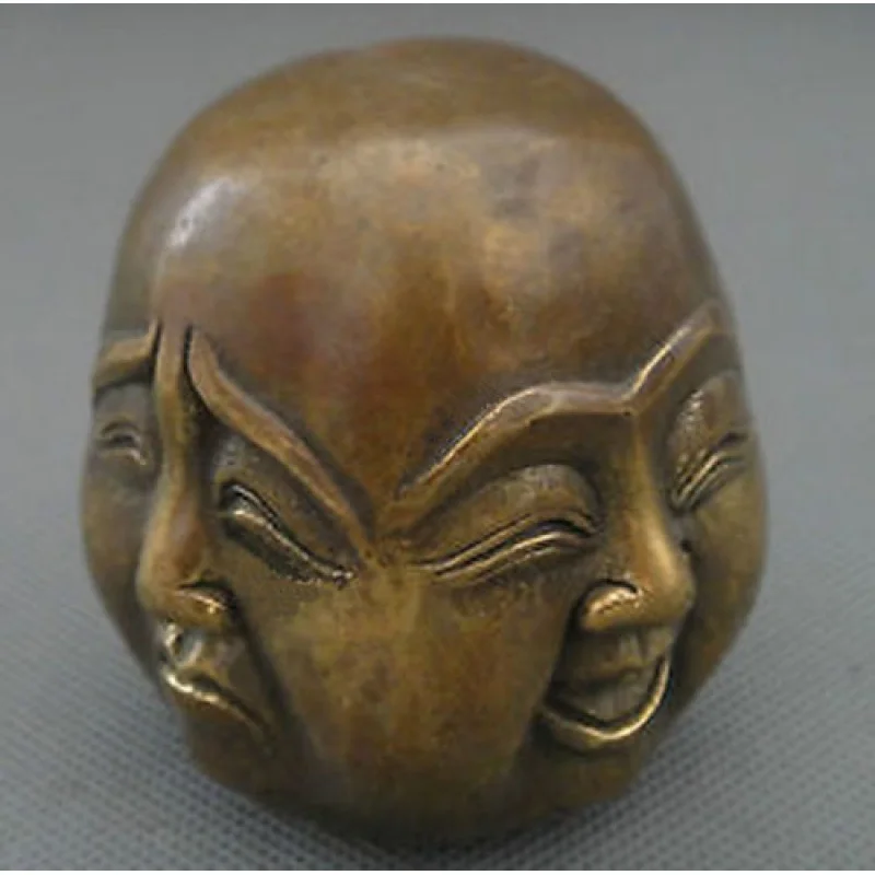 Ancient Buddha Du Bronze 4 Sides Happy, Angry, Sad and Happy 6cm