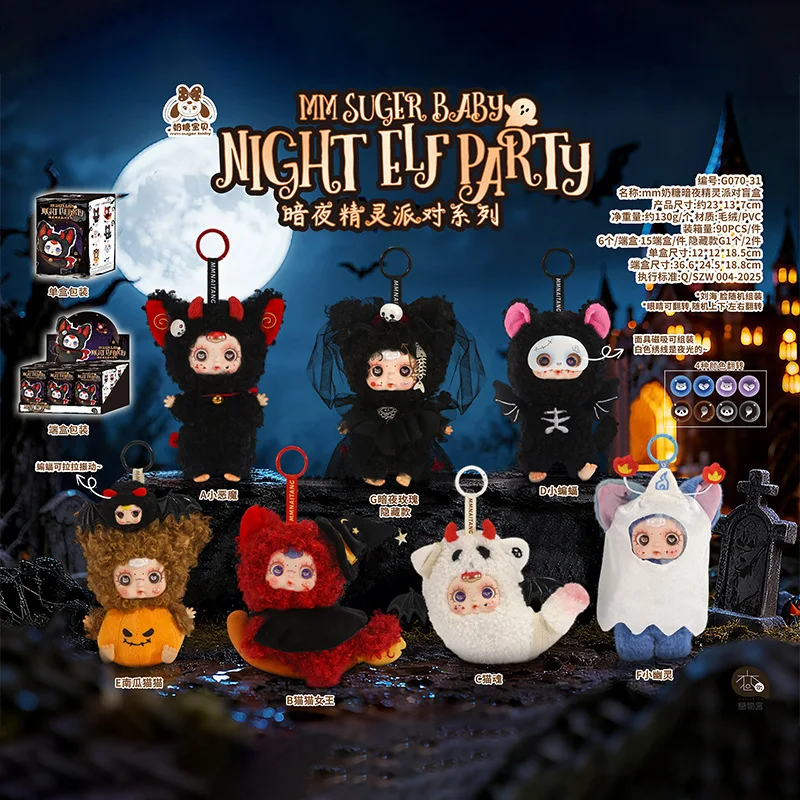 NEW Night Elf Party Plush Blind Box Keychain Cute Doll Pendant Home Living Room Desktop Decor Ornament Soft Stuffed Toy Gift