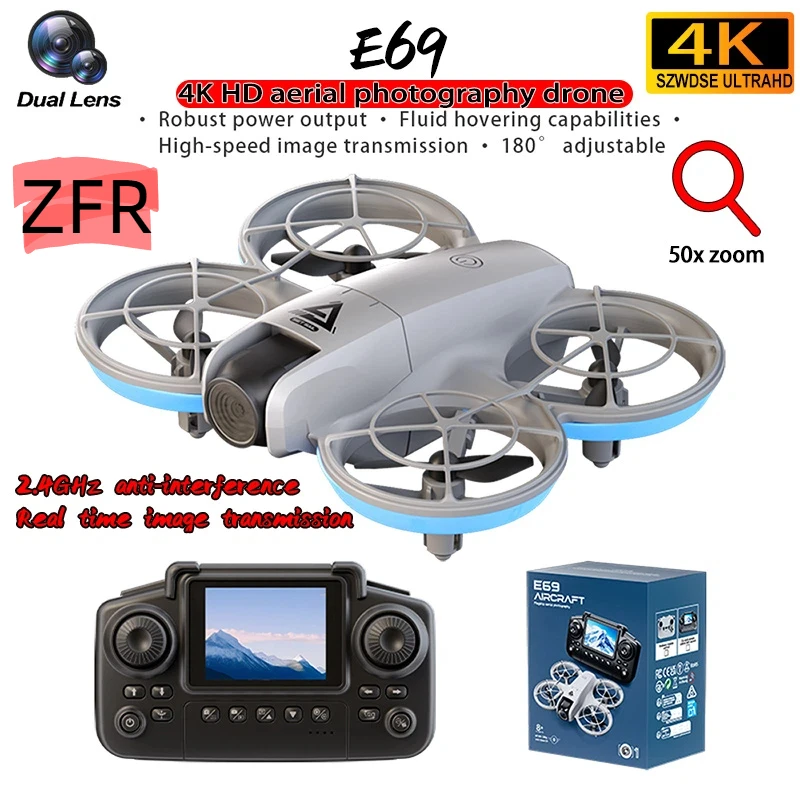 كاميرا E69 Mini Drone 4K احترافية عالية الدقة مزدوجة مع شاشة WIFI FPV Dron وضع مقطوعة الرأس 360 ° لفة التدفق البصري تحوم كوادكوبت #1