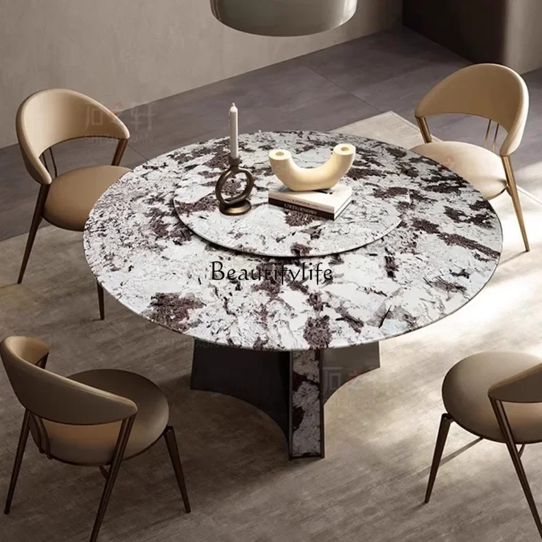 FG26Imported natural stone dining table light luxury marble round dining table