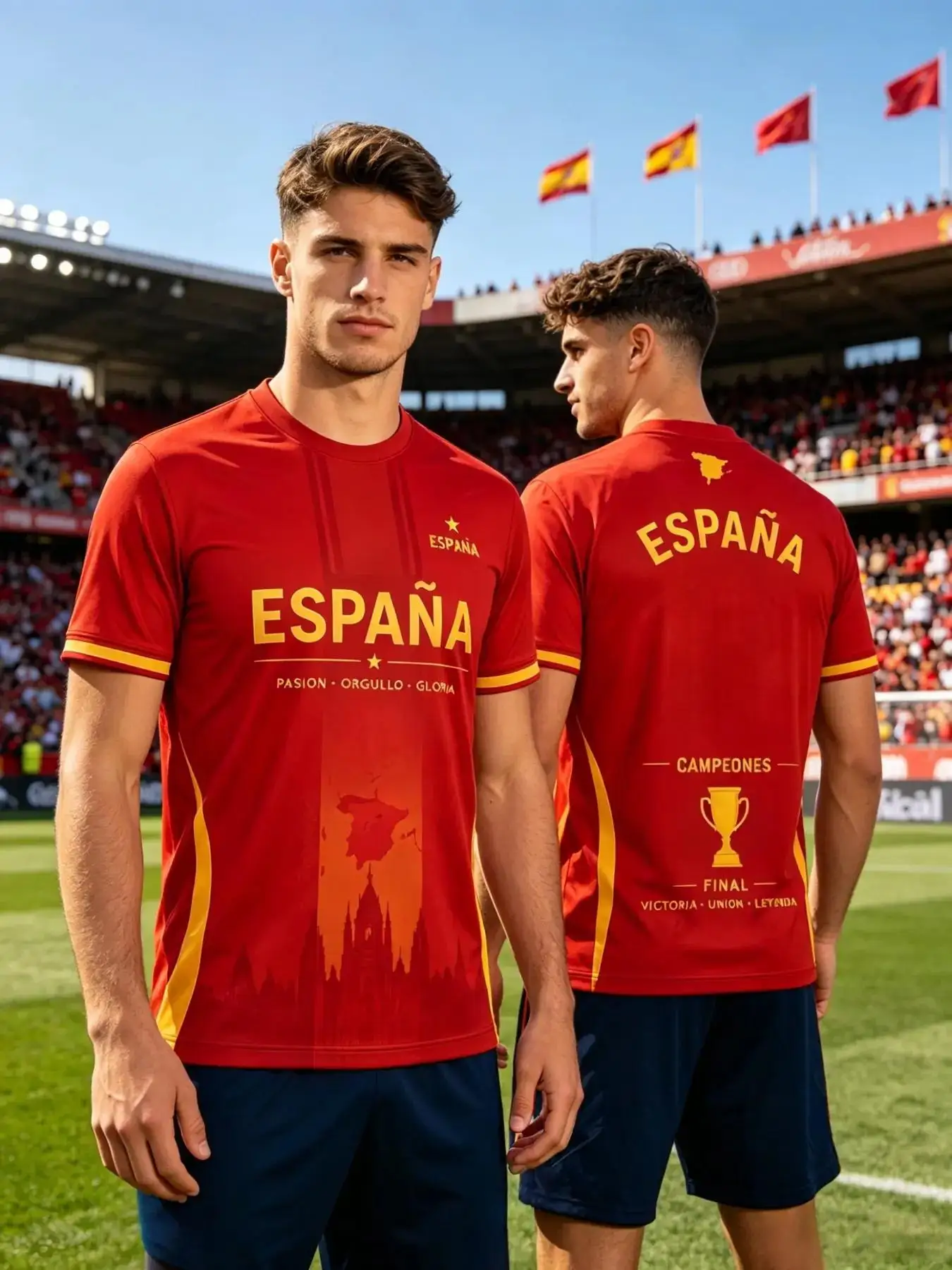 Hot Sale New Spain  Soccer Uniform Two Star Edition T-Shirt Fan Jersey Suitable for Both Adults and Children