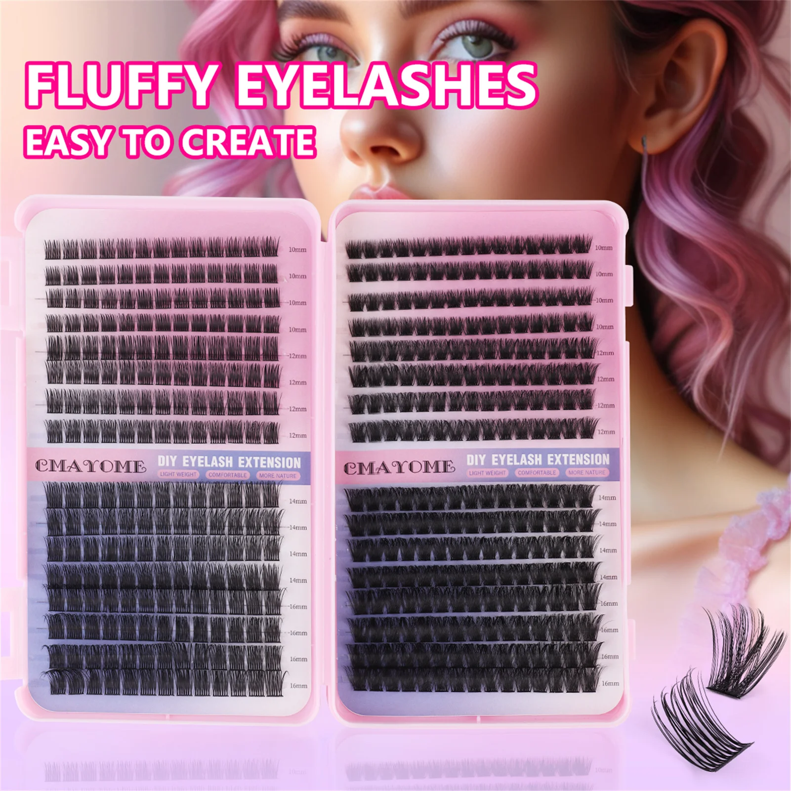 448pcs DIY Lash clusters set False Eyelashes extenstions bond and seal glue Curl Wispy Eyelash for Eye-Lifting Effect DIY Makeup