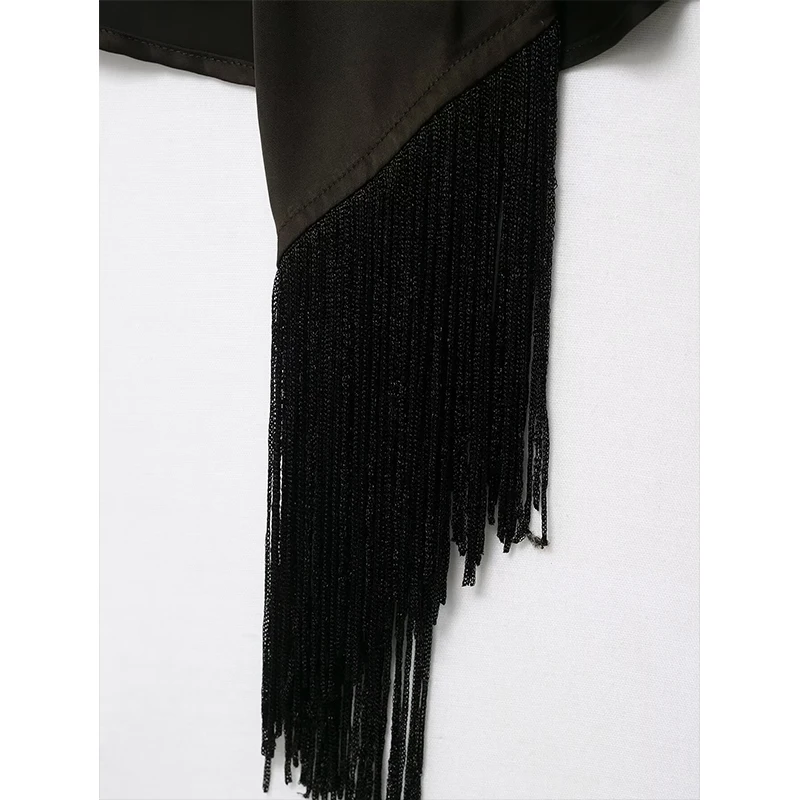 2025 Summer New Top Women's Tassel Decoration Satin Halter Tops for Women Backless Sexy Night Party Short Tops