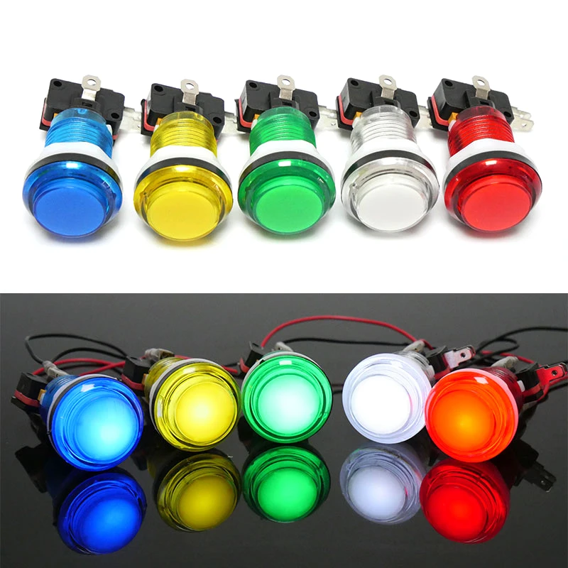 

Arcade Push Button LED Momentary Illuminated Transparent Buttons with Micro Switch, Cabinet Accessories, 33mm