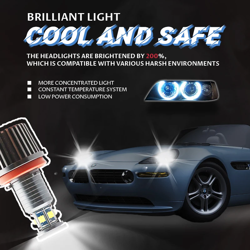 

For BMW 2009-2012 3 Series E90 M3 6000K IP65 High Quality 3-year Warranty Daytime light LED Angel Eyes Marker 120W