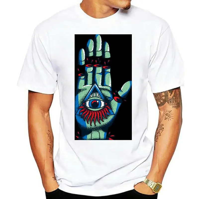 Illuminati Hand Mens T-Shirt Goth Rock Punk Metal Mystical New 2023 Men'S Casual Letter Printed Top Quality Printed Shirts