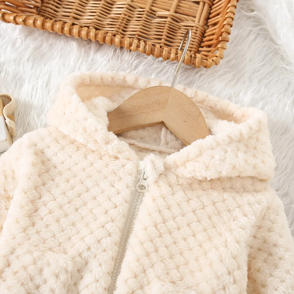 New Autumn And Winter Diamond Grid Long Sleeved Baby Girl Coat, Simple Style Solid Color Children\'S Clothing (6 Months -3 Years