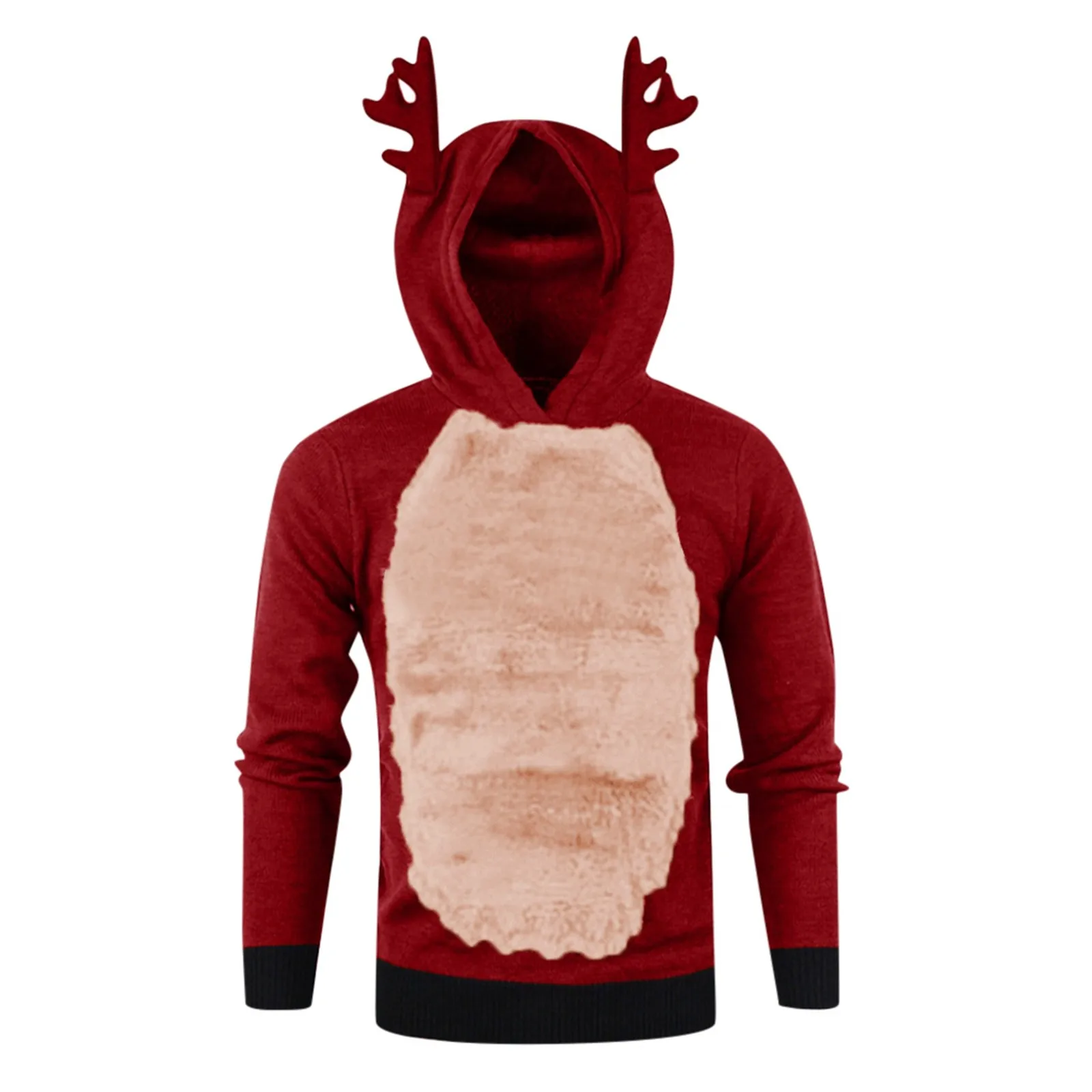 Women's Christmas Deer Hoodie Festive Color Block Design Lined Cute Elk Ear Reindeer Pullover Cosplay Sweater Fashion Top