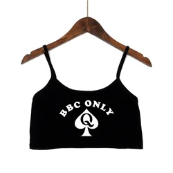 BBC ONLY Crop Top for Women Spades Sexy Letters Streetwear Girls Casual Clothes Elastic Camis Sleeveless Short Tank Top Bar