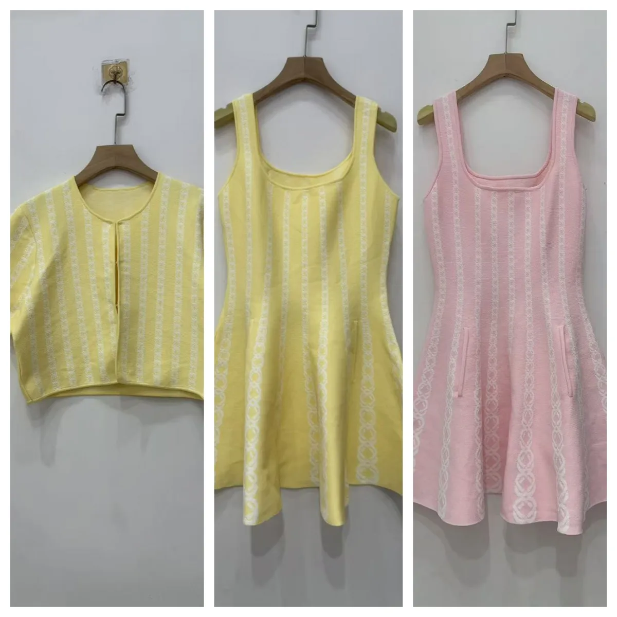 

Women Fashion Set Sleeveless A-Line Mini Dress + Short Sleeve O-Neck Single Breasted Cardigan Spring New 2026