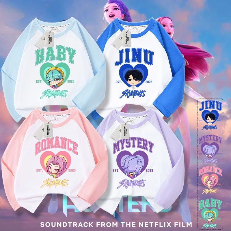 

Anime KPop Demon Hunters Long Sleeved T-shirt for Children Saja Boys Fashion Cartoon Printed Boys Girls O-Neck Loose Casual Top