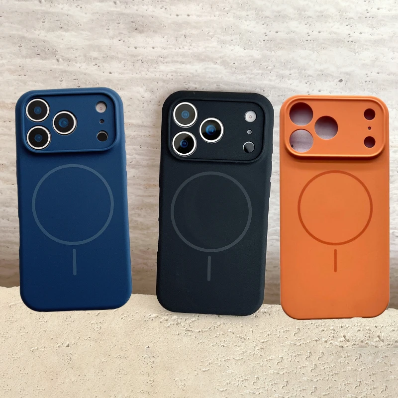

Однотонный силиконовый чехол для телефона Magsafe с магнитной беспроводной зарядкой для iPhone 17 Pro Max/17/17 Pro, задняя крышка воздушного бампера