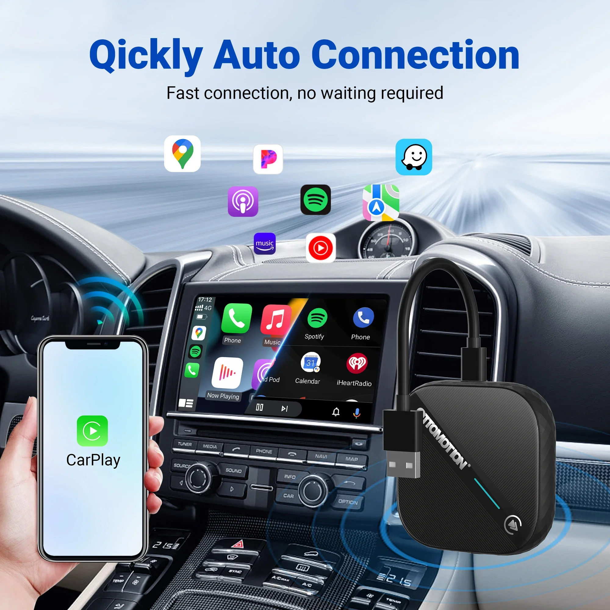 OTTOMOTION 5.0 Wireless CarPlay Android Auto Adapter Wireless Box for Benz VW Kia Haval Toyota Mazda Ford Audi Accessories