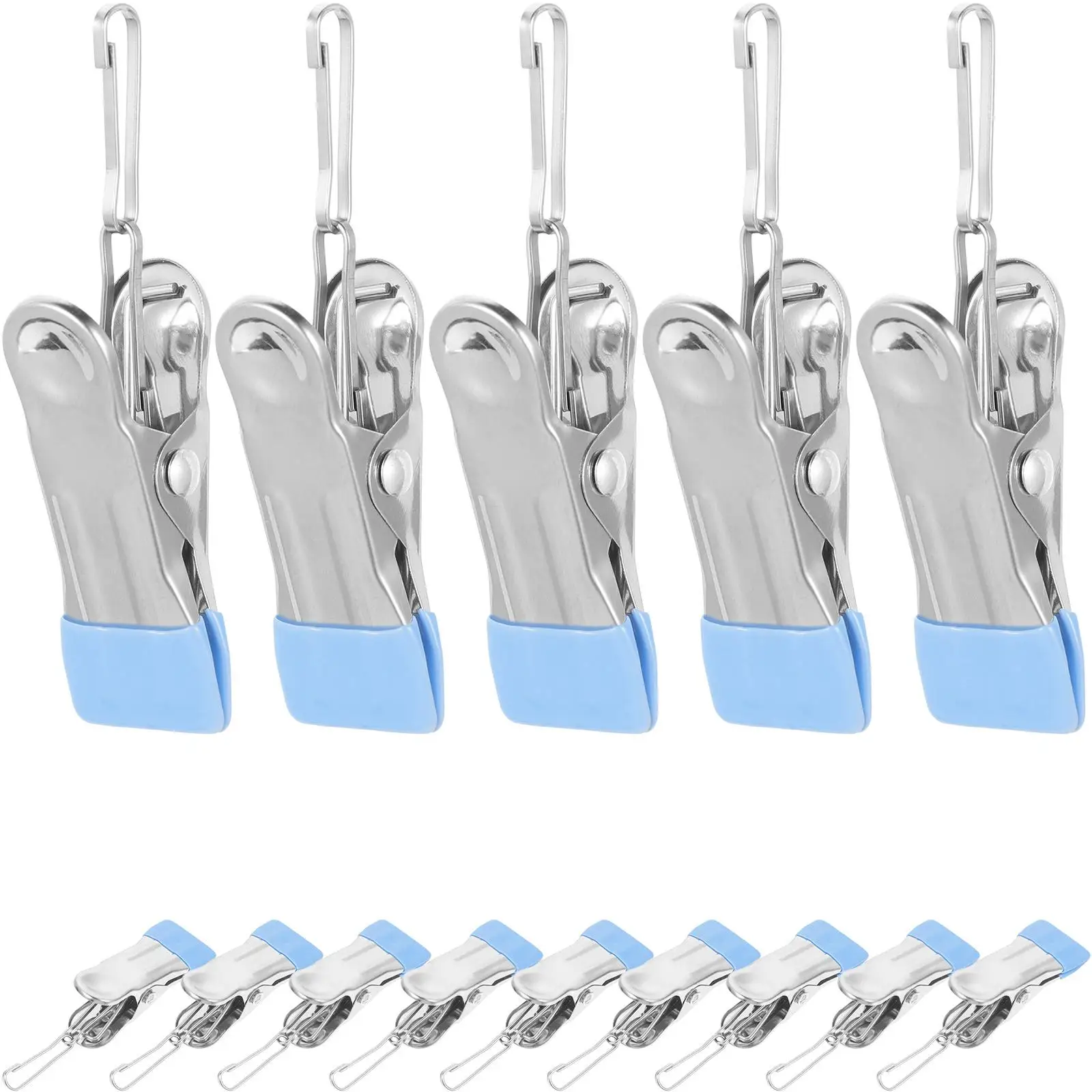 

20 Pcs Stainless Steel Clothespins Windproof Clothing Clips Multifunctional Multipurpose for Underwear Metal Line
