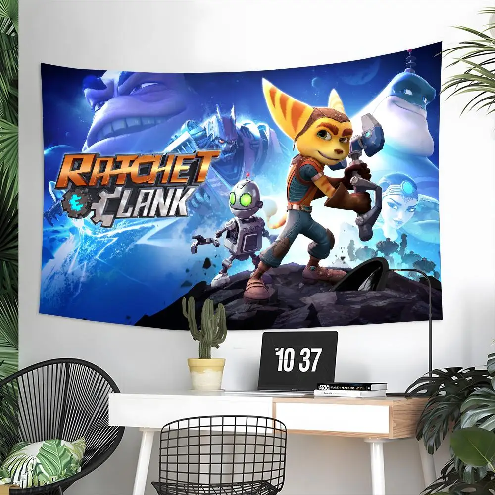 Game R-Ratchet & Clank Tapestry Microfiber Tapestry Wall Hanging Decor for Bedroom Living Room Home Outdoor Festival