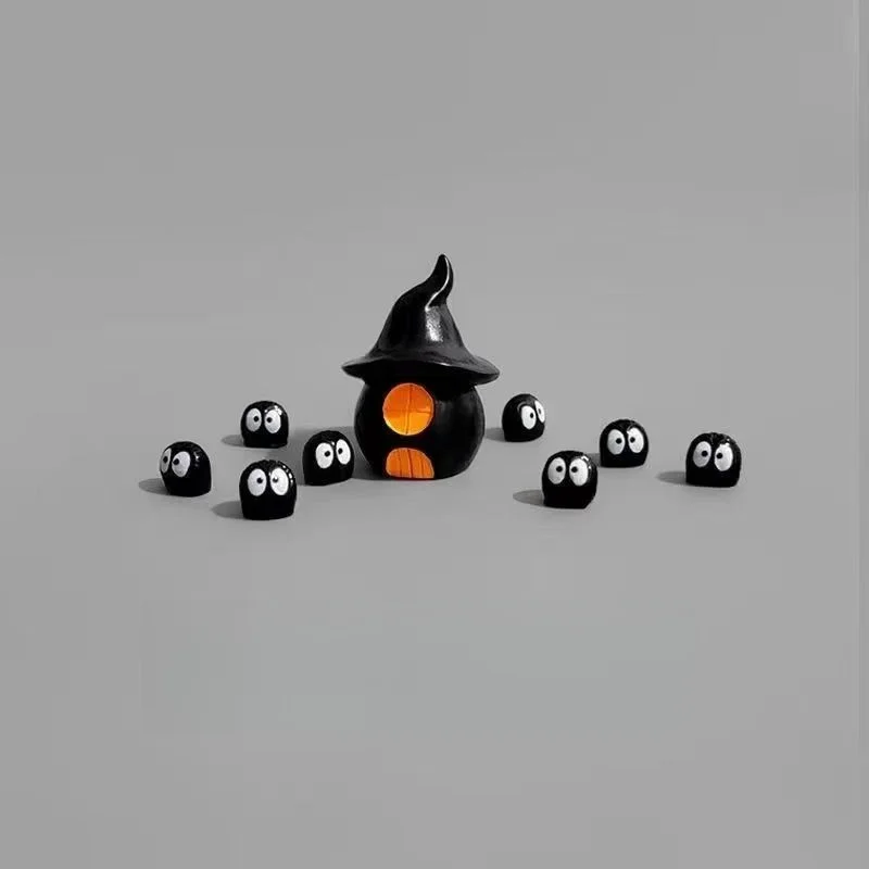 Miniatures Magic House Room Decoration Halloween Miniature Elf Desktop Black Interior Accessories Sculptures and Figurines Home