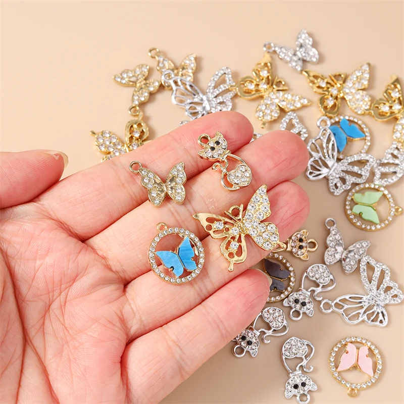 20 Stück niedliche Schmetterlingsanhänger aus Kristall und Metall für die Schmuckherstellung, geeignet für Ohrringe, Halsketten, Armbänder und DIY-Bastelarbeiten. – Detail 1