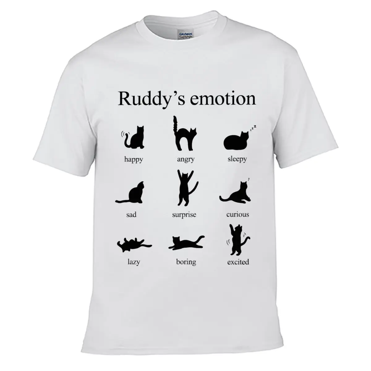 Ruddys Emotion Cats Happy Angry Sleepy Sad Surprise Curious Lazy Boring Excited short-sleeved T-shirt
