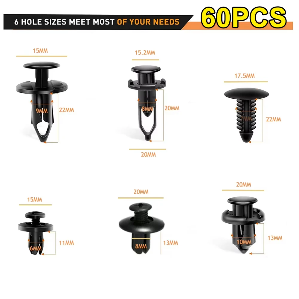 6 Size 60Pcs Auto Fastener Clips for Toyota Land Cruiser Prado FJ 150