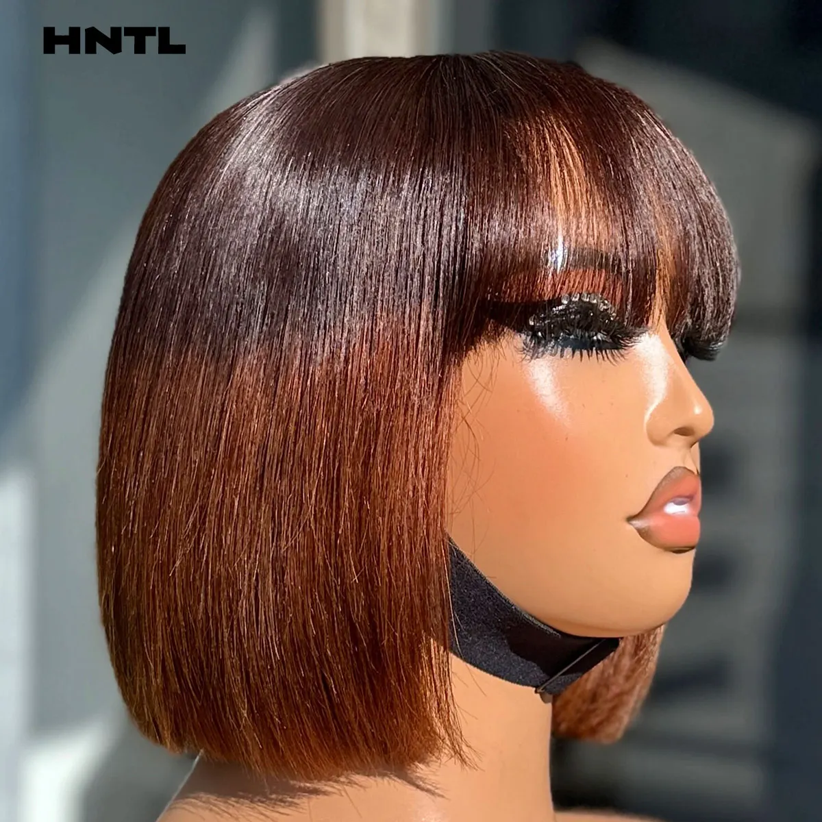 Wear and Go 2by6 Closure Bang Bob 8” Glueless Wig Human Hair Ombre Brown 4x4 5x5 Fringe Straight Bob 13x4 Pre Plucked T1B/4 Bob