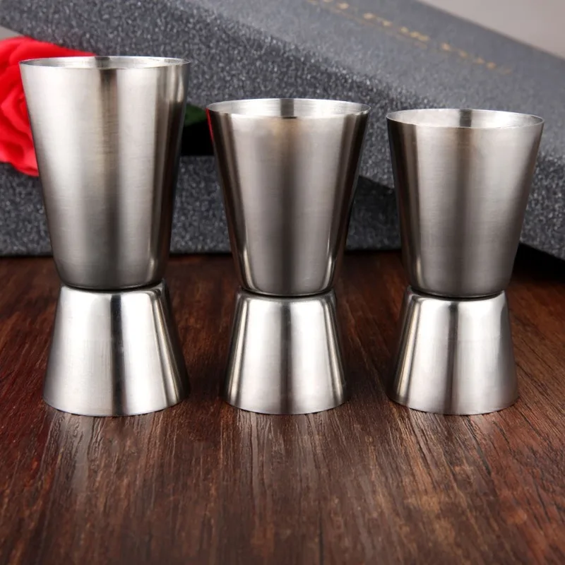 3pcs/set 15/30 20/40 25/50ml Stainless Steel Measuring Cups Party Wine Cocktail Shaker Double Tone Jigger Shot Drinks Mixed