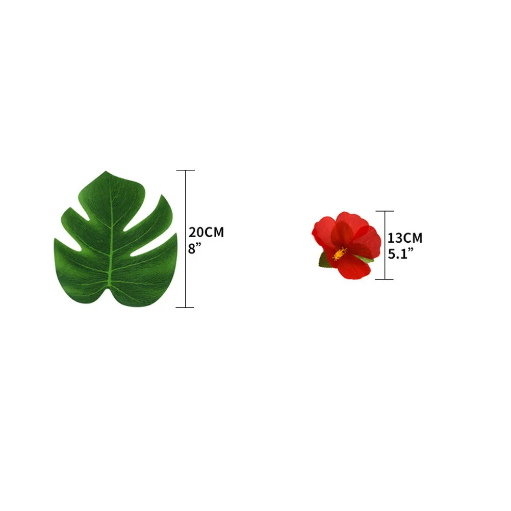 

59Pcs Tropical Luau Party Supplies Including Reusable Table Skirt Monstera Leaves 30 Artificial Blooms for Hawaiian