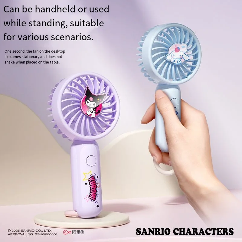 Sanrio Cinnamoroll Mini Cute Handheld Fan Summer Cartoon Student Portable Hanging Vertical Desktop Cooling Small Fan Girl Gift