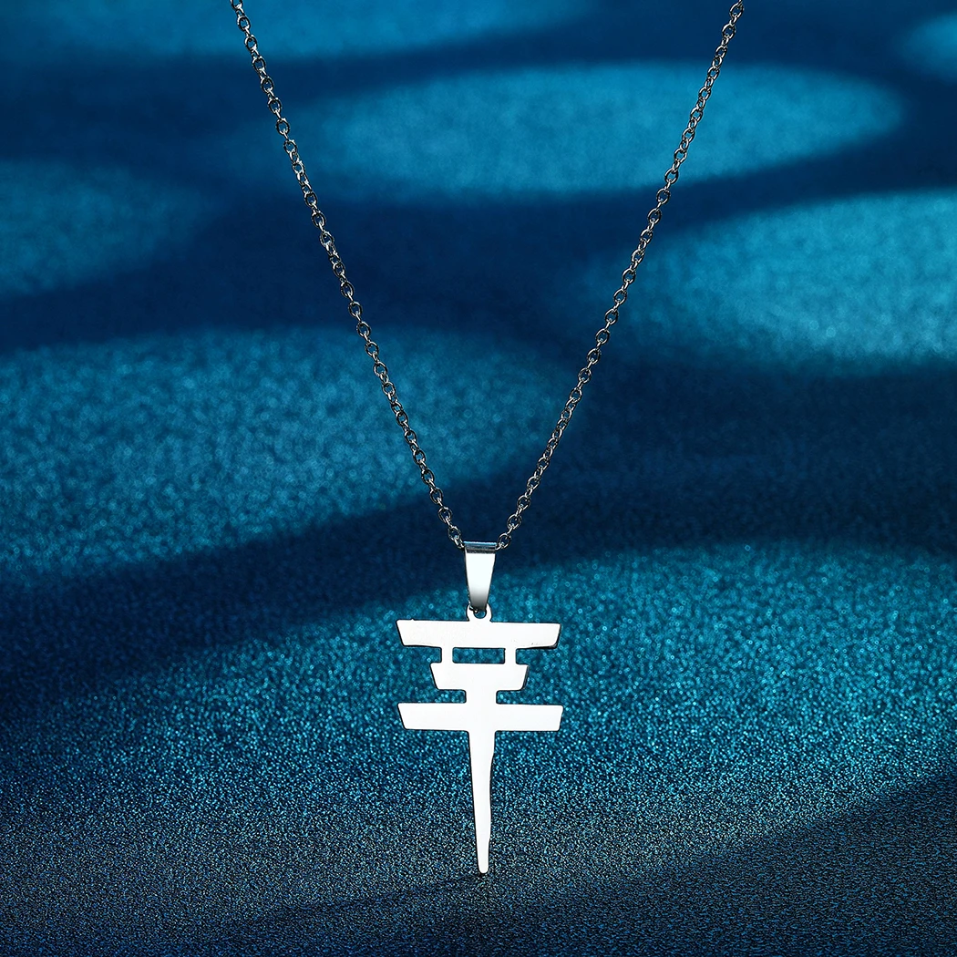 CHENGXUN Tokio Hotel Pendant Necklace for Women Girls Stainless Steel Bill Kaulitz Sign Symbol Charm Neck Chain Female Jewelry