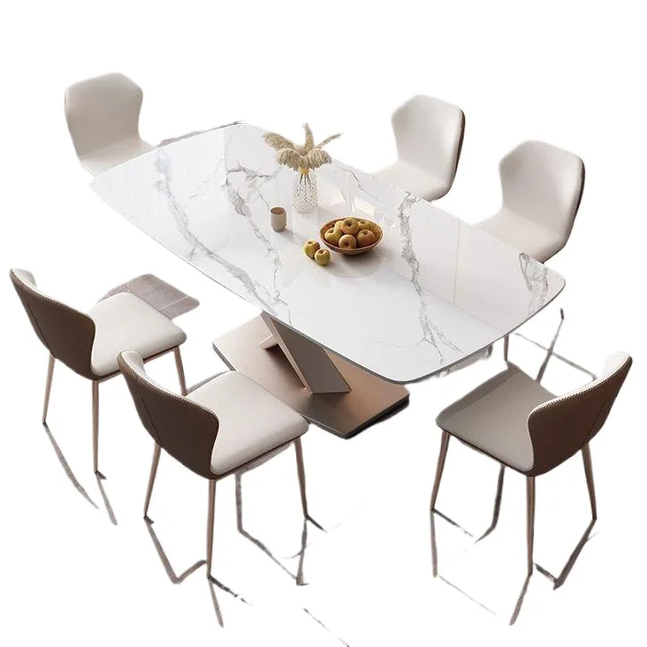

Italian rock slab minimalist dining table and chair combination, modern simple light luxury dining table