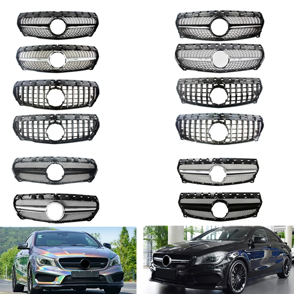 

Front Racing Billet Bumper Grille Cover For Mercedes Benz W117 CLA Class 2017 2018 2019 GTR Diamond AMG