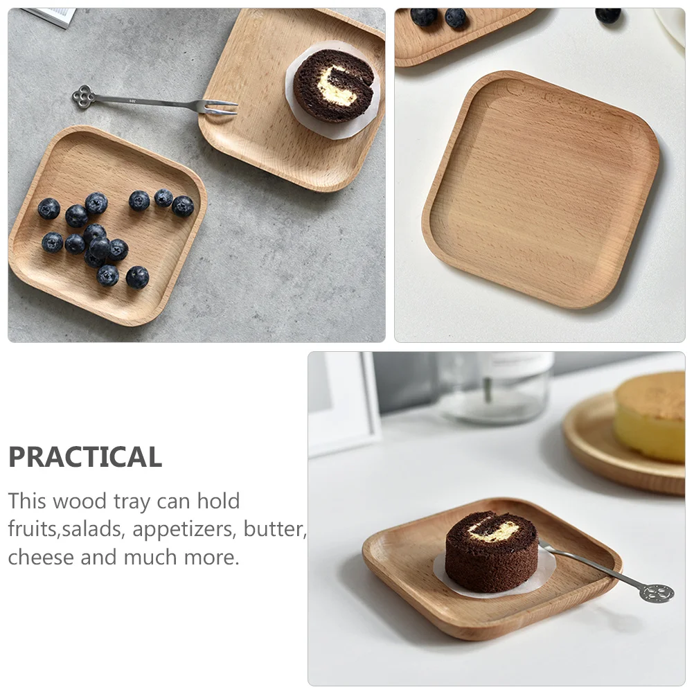 

1Pcs Wooden Square Appetizer Plate Rustic Serving Platter for Party Snack Dessert Candy Tray Farmhouse Style Tableware Gift