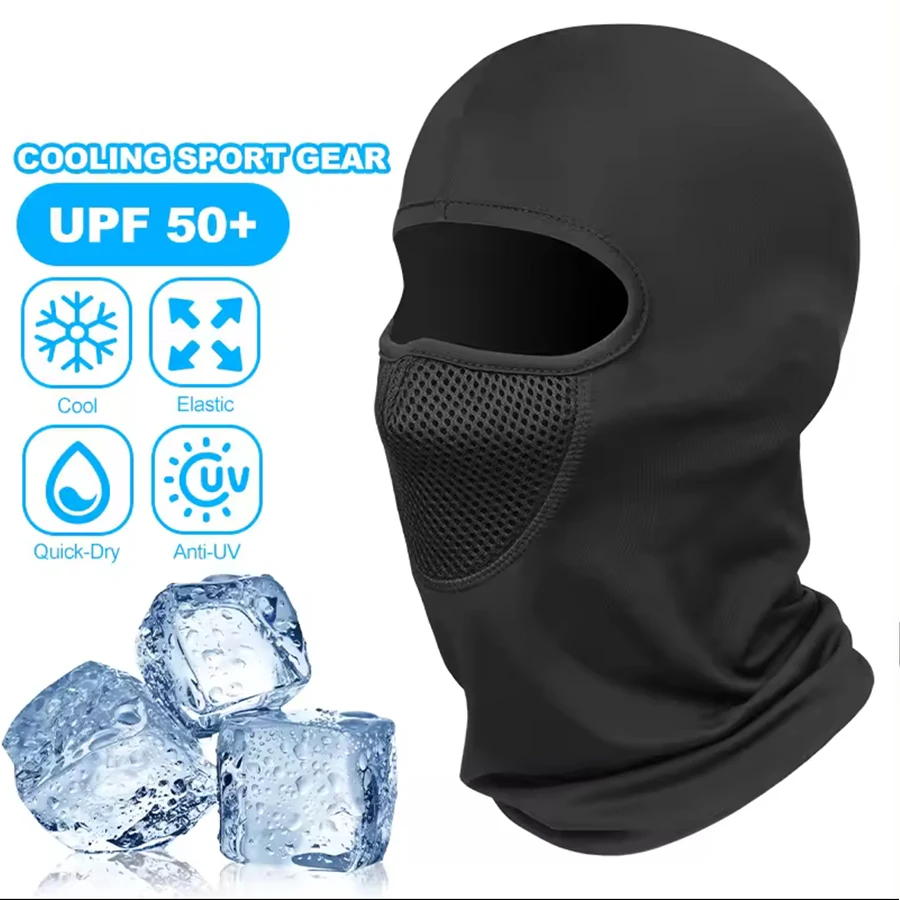 AliExpress Summer cycling ice silk head cover with sweat absorption and moisture wicking, glasses holes, full coverage, windproof, outdoor