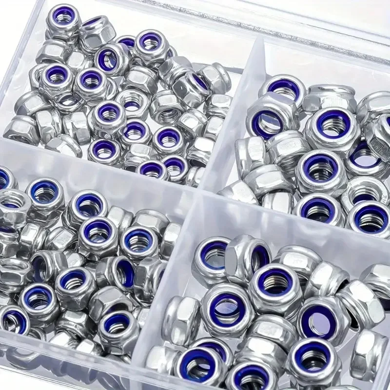 150 Pieces Set M4/M5/M6 Nylon Non-Slip Self-Locking Hexagonal Nuts for Secure Fastening in Various Applications