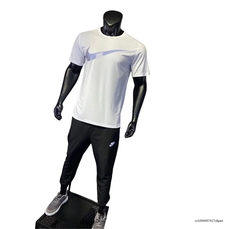 

Nike 3073 Summer Quick Dry Stretch Pinhole Fabric T-Shirt Silver Return Label Triple Label Consistent White Color M-5XL