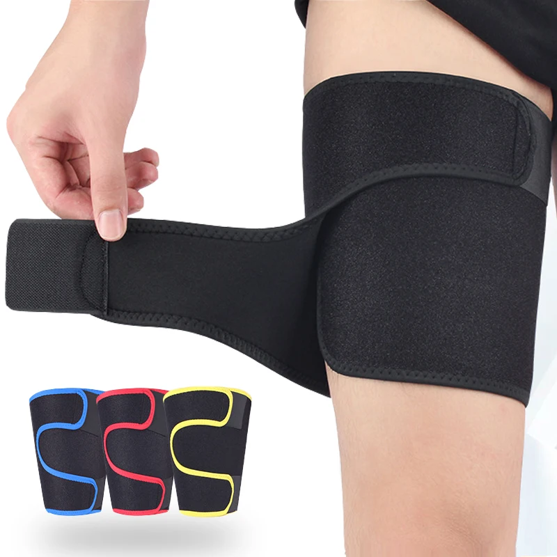 1/2Pcs Thigh Support Brace Adjustable Compression Thigh Sleeve with Non-Slip Nylon Button for Sore Hamstring, Groin & Quad