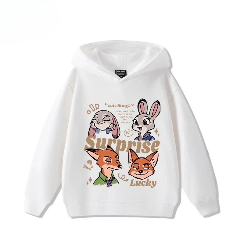 

Rabbit Officer and Mr. Fox Cartoon Image Printed Hoodie Autumn/Winter Hoodie Fabric Soft Children's Hoodie Warmth