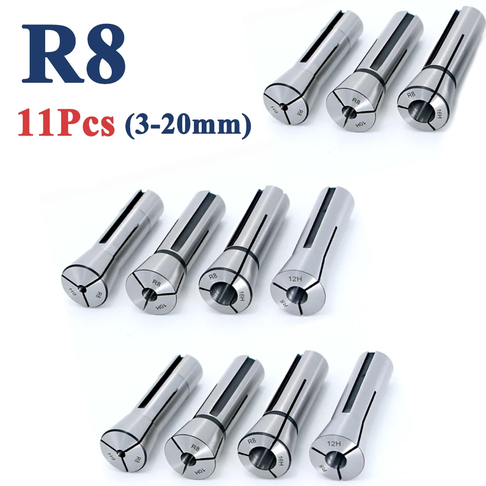 

Suit R8 Collet Milling Machine Tool Holder R8 Collet Metric British 3 4 5 6 8 10 12 14 16 18 20mm R8 Spring Collet Chuck Set