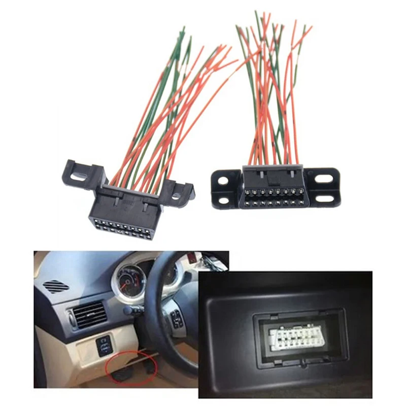 16 Pin Car Computer Detection Universal Connector: Main Line Cable Female Extension Obd 2 Adapter Cable