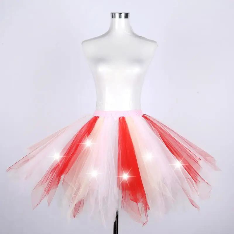 Elastic LED Glow Neon Fairy Women Tutu  Light Up Dance Running Skirt for Party Carnival Costume Cosplay  Wedding Festival