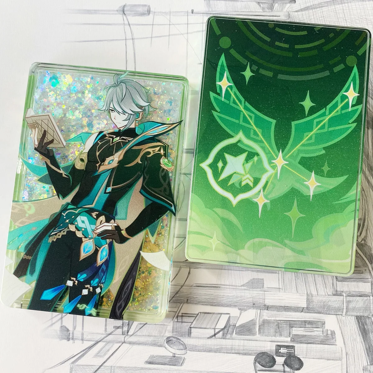 Game Genshin Impact Alhaitham Cartoon Acrylic Brick Quicksand Mahjong BL Stand Model Cosplay Anime Souvenir Collection Decor
