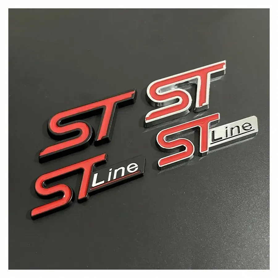 Car Sticker 3D Metal ST Logo Line Emblem Rear Trunk Badge Decals For Edge Puma Kuga Mondeo Fiesta Ecosport Focus STLINE Sticker