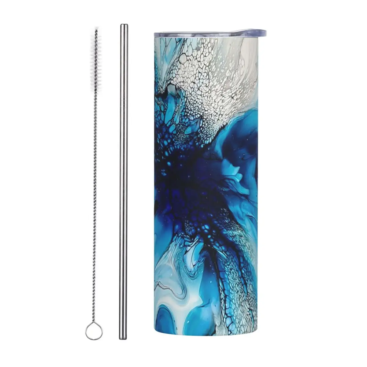 Abstract Fluid Art Painting Stainless Steel Tumbler Vacuum Insulated Mug Thermal Cold Cups Straw With Lid 20oz