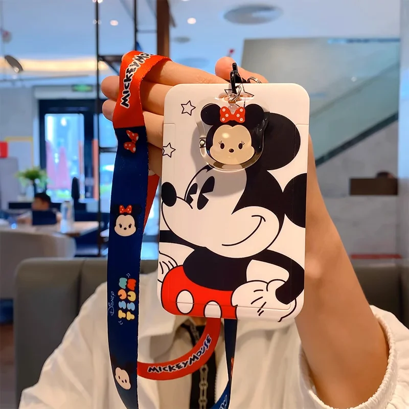 Japanse Disney Minnie Mickey Donald eend muiskaart kinderen helften nek touw reisaccessoires certificaat borstkaart