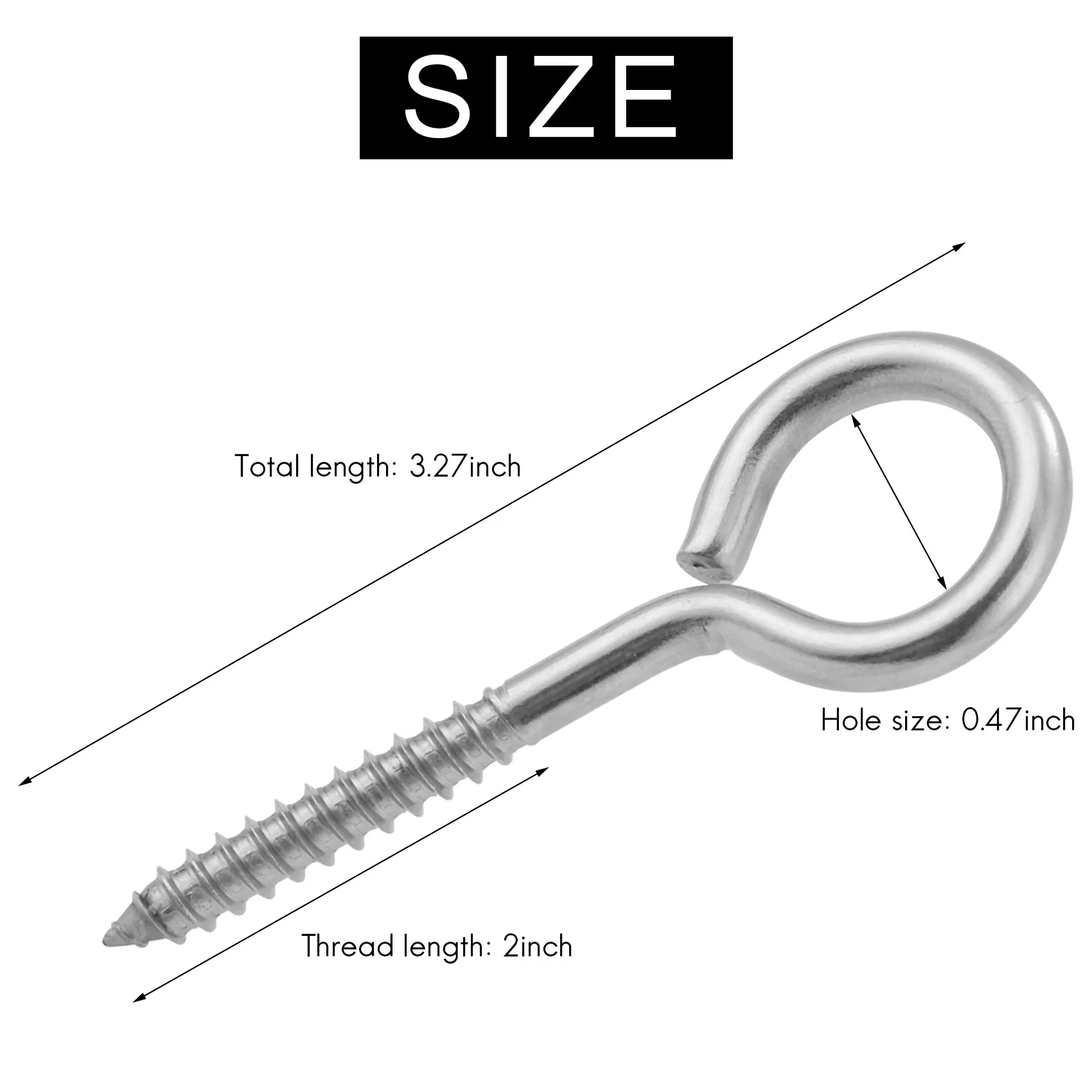 Hot New 10 Pack Stainless Steel Eye Shape Screws Metal Hook Wood Terminal Ring Eyelet Hooks Self Tapping Screws M6