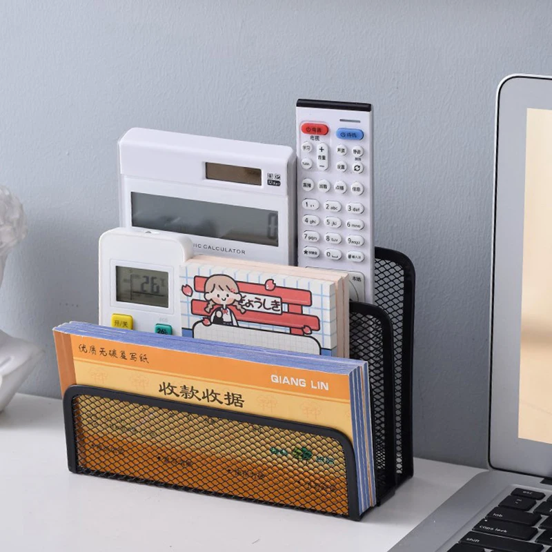 Imagem -02 - Desktop Storage Shelf Suporte Preto Papel Oco Suporte de Carta Documento Office Desk Storage Organizer Storage Tray 3-layer