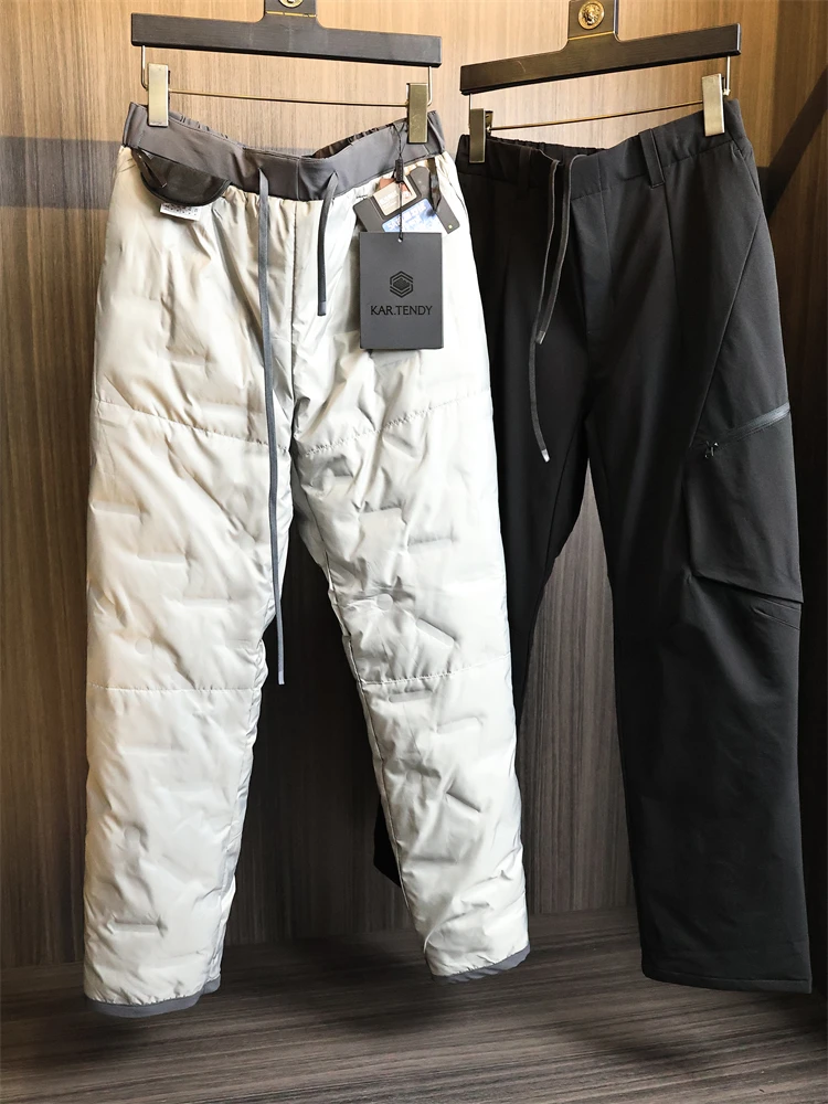 

Уличные мужские прямые пуховые брюки, модные городские брюки, длинная длина, нейлон, полиэстер, сочетание тепла, утепленная, Du down Fi...